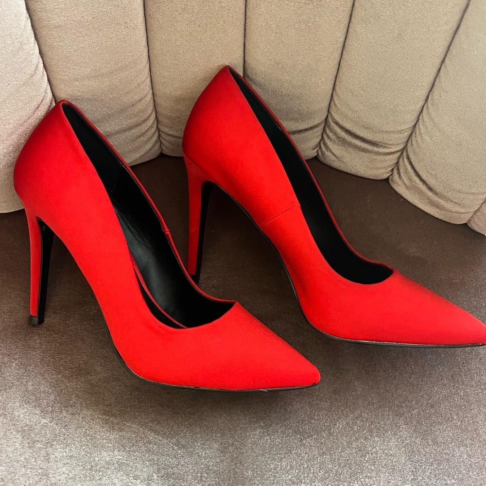 Red Satin Heels